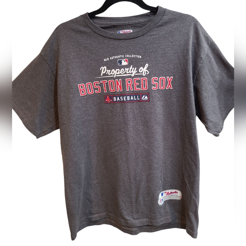 Majestic Gray Boston Red Sox T-Shirt Large MLB Authentic